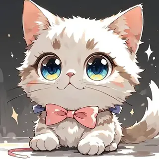 戴蝴蝶结的白猫